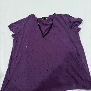 Torrid Purple Flutter Sleeve holey shirt